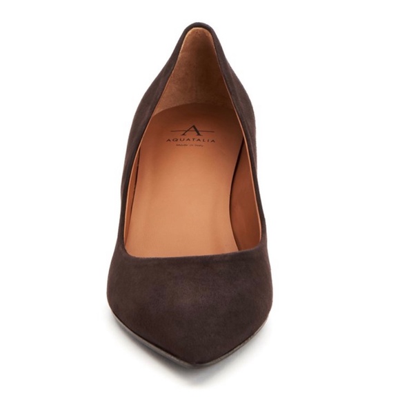 Aquatalia Marianna Suede Pointed Toe Pump Espresso - Picture 4 of 16